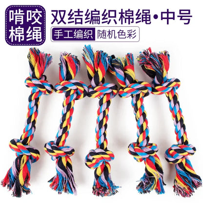 Cotton Dog Toys Puppy Chewing Toys Rope Knot Toy Durable Braided Dog Toys Dog Cleaning Teeth Braided Bone Rope Pet Products 24cm