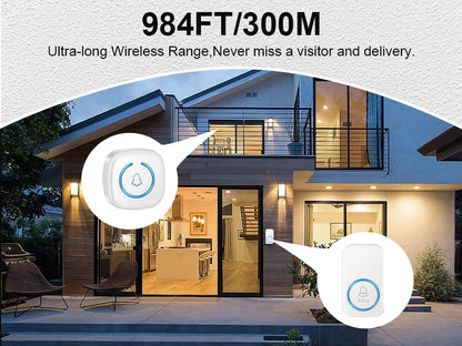 Wireless Doorbell Intelligent Welcome Door Bell 300M/984 FT Remote 60 Songs Melodies Home Smart Doorbell US EU Plug Optional