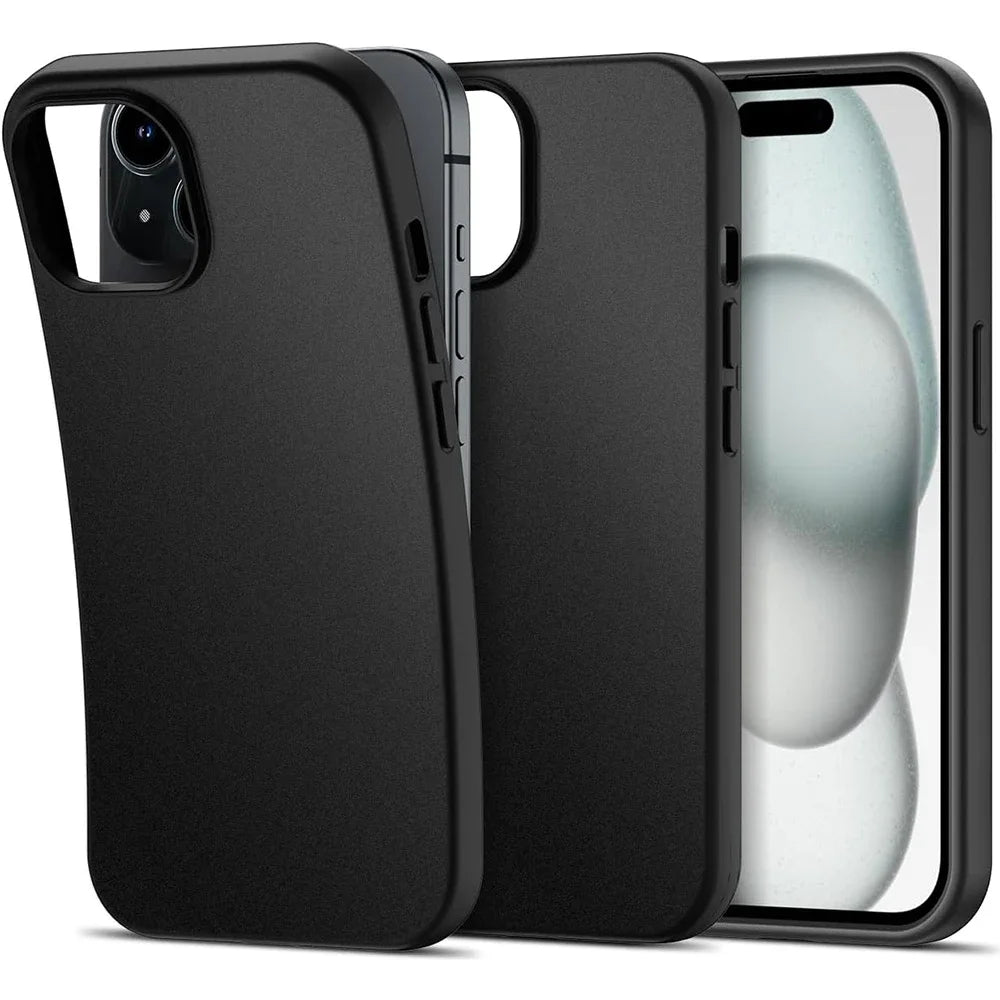 Luxury Matte Silicone Soft Case For iPhone 15 14 Plus 13 12 Mini 11 Pro XS Max X XR SE 2 3 7 8 Plus Ultra Thin Solid Black Cover