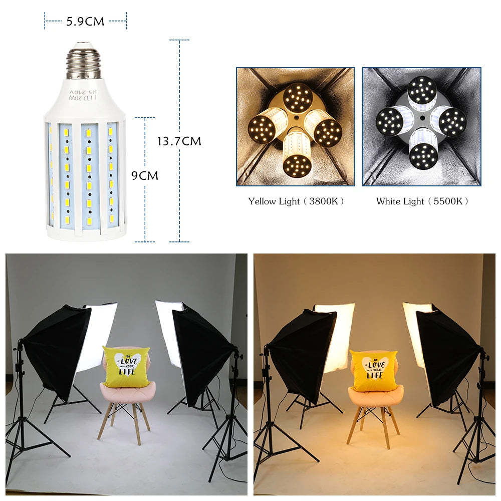 Softbox 50x70CM Photography Four Lamp Holders Lighting Kit With Photographic Tripod And Portable Bag For Photo Studio Shooting