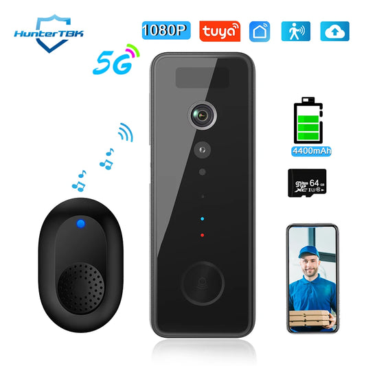 5G 2.4G 1080P WiFi Video Doorbell Dual Band Wireless Home Door Bell Tuya Smart Waterproof APP Remote Intercom Security Camera