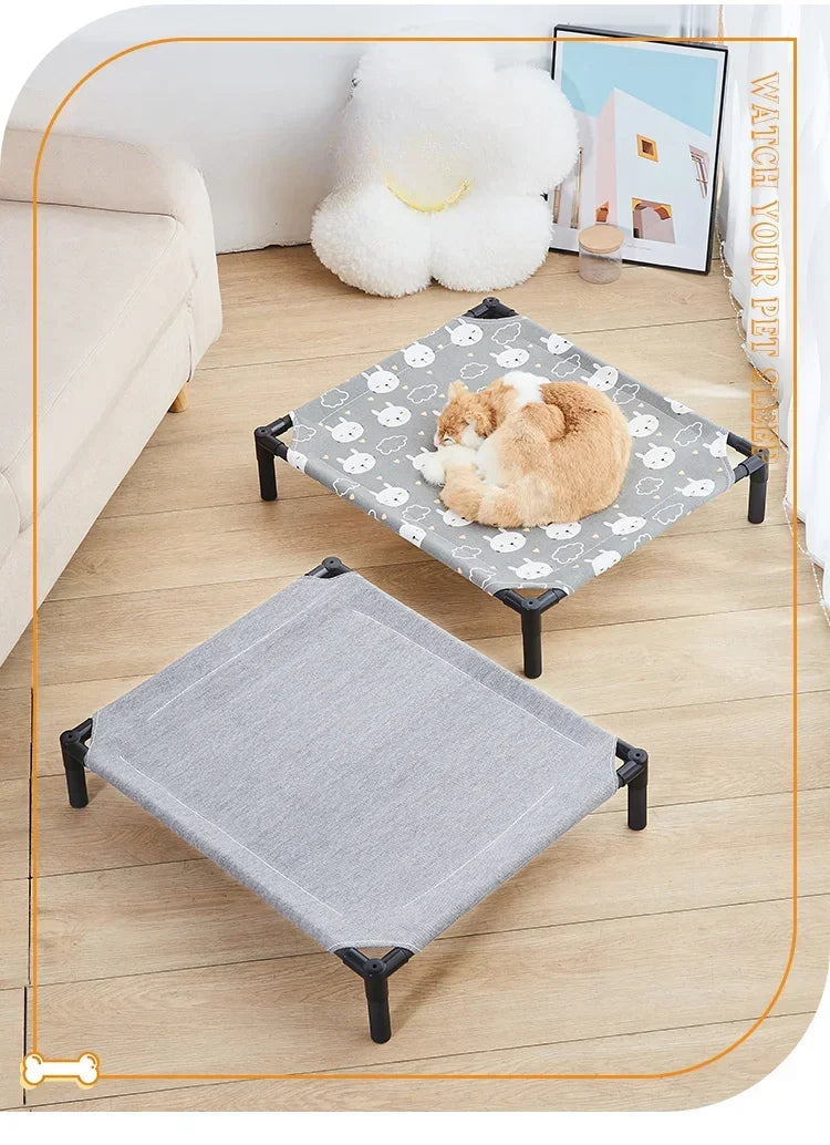 Elevated Bed for Dogs Folding Pet Camping Bed Cat House Portable Removable Washable Four Seasons Dog Kennel Puppy Beds