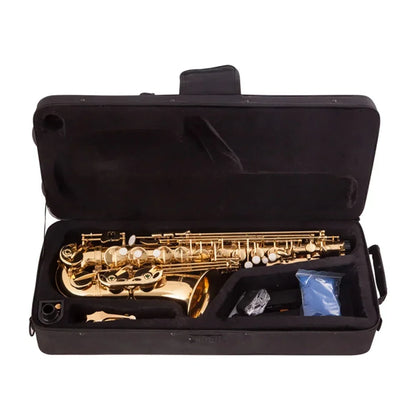 Eb Alto New Saxophone High Quality Brass Gold Lacquer E Flat Alto Sax Woodwind Instrument with Carrying Case and Accessories