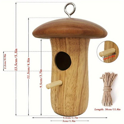 1Pc Outdoor Hummingbird House Natural Wooden Hanging Hummingbird Nest Wild Bird Feeder Outdoor Garden Yard Wooden Hanging Crafts