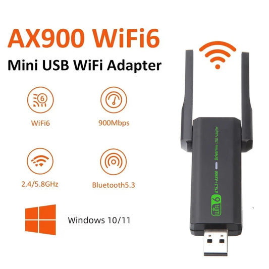 Dual antenna AX900 USB WiFi 6 Bluetooth 5.3 Adapter 2in1 Dongle Dual Band 2.4G&5GHz USB WiFi Network Wireless Wlan Receiver