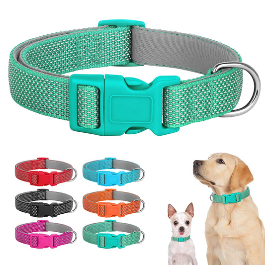 Reflective Nylon Dog Collar Adjustable Pet Dog Collars Necklace Durable Puppy Pug Bulldog Collars for Small Medium Large Dogs