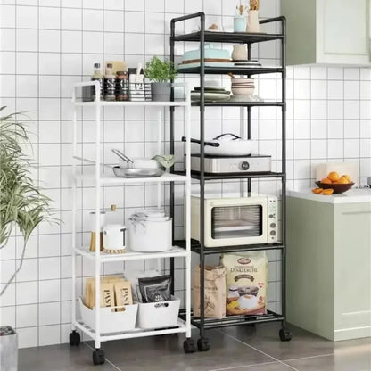 Storage Multilevel Kitchen Rack Panel Microwave Floor Rack Multilevel Kitchen Storage Rack With Pulleys For ToolHousehold Carts