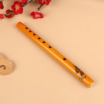 1Pc Chinese Traditional 6 Holes Bamboo Flute Vertical Flute Clarinet Student Musical Instrument Wooden Color Flute For Beginner