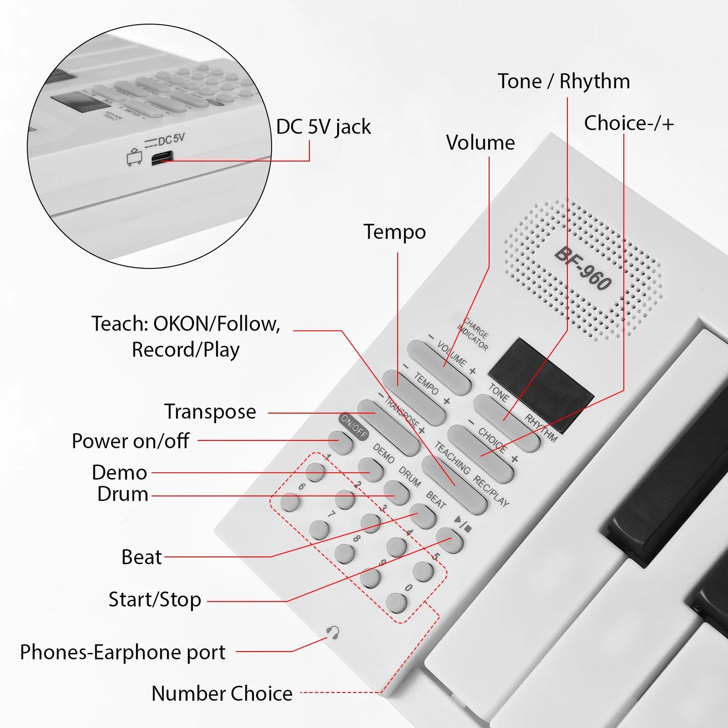 61-Key Foldable Electronic Piano Multifunctional Electronic Piano Keyboard LED Display Rechargeable Battery for Beginners