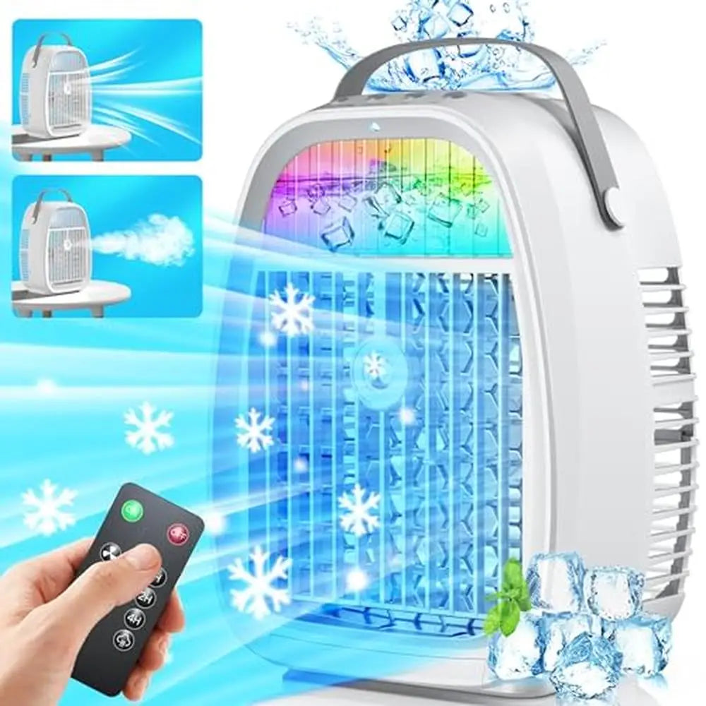 Portable AI Air Conditioner Fan Evaporative Cooling Humidifier LED Light USB Charging Quiet Operation Remote Control 3 Speed