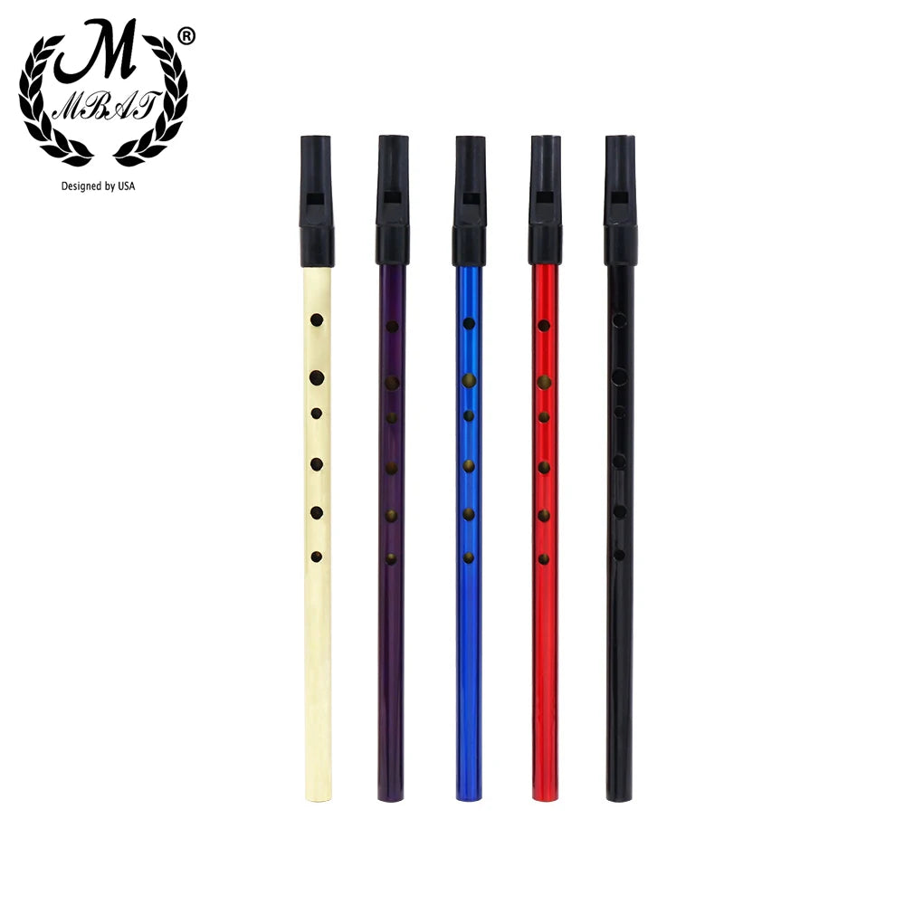 M MBAT 6 Holes Irish Whistle D Key Mouth Flute High quality Woodwind Musical Instrument Tin Penny Whistle Multi-color Brass Tube