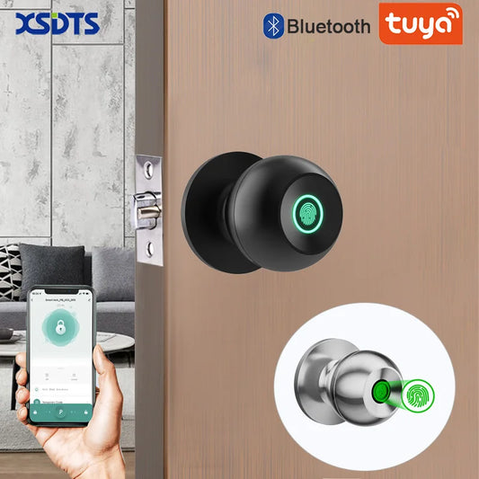 XSDTS With Tuya Biometric Fingerprint Smart Door Lock Electronic Lock  Keyless Security Door Entry Home House Apartment