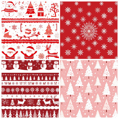 24Sheets Merry Christmas Scrapbook Paper Pad for Journaling DIY Arts,Craft Snowflake,Santa Pattern Christmas Gift Wrapping Paper