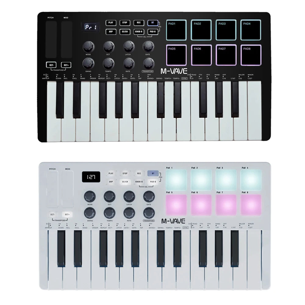 M-VAVE 25-Key MIDI Control Keyboard SMK-25 Mini USB Keyboard MIDI Mini Portable USB Keyboard MIDI Controller Rechargeable Music