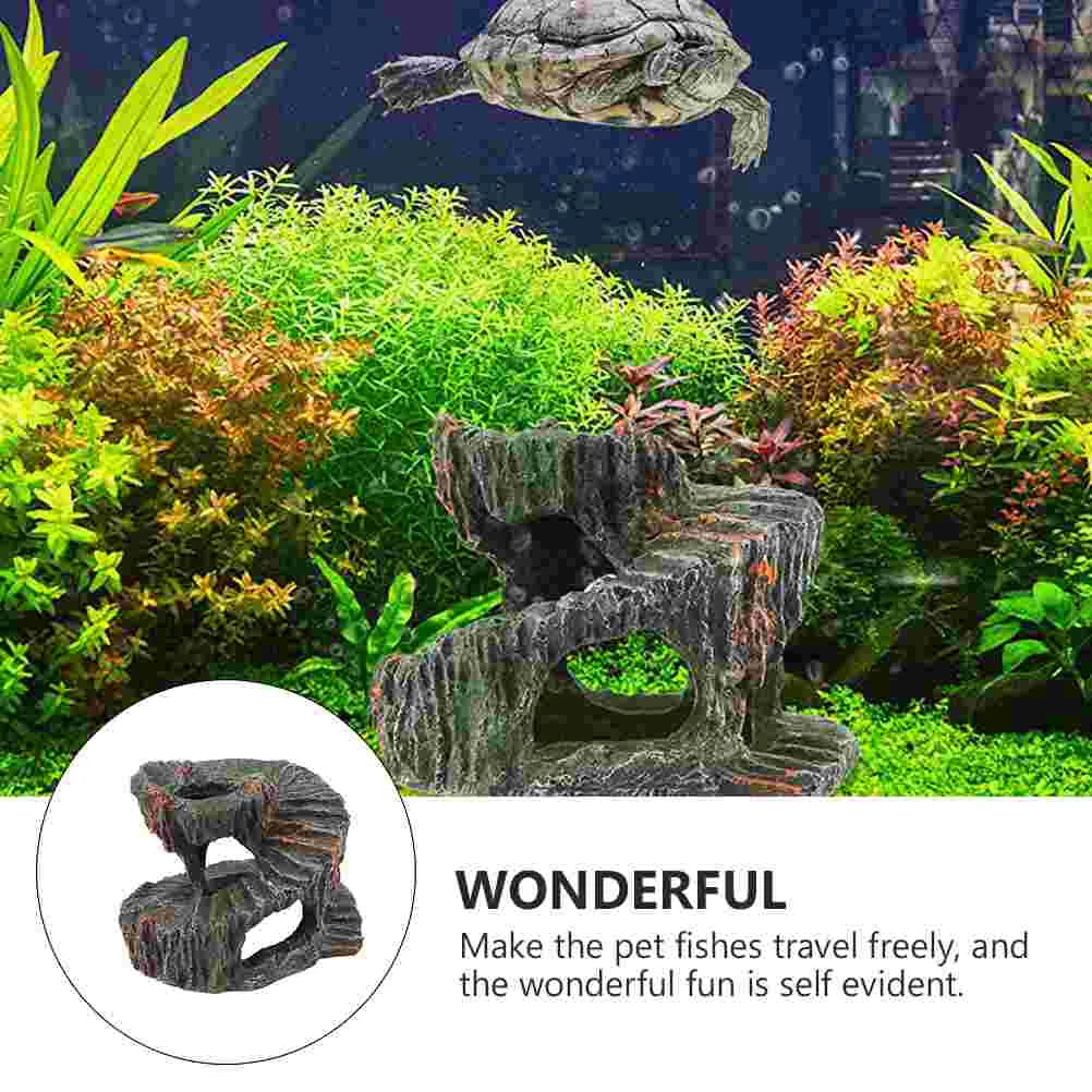 Turtle Terrace Animal Aquarium Supplies Resin Ornament Fish Tank Hiding Cave Water Tortoise Decoration Reptile Platform