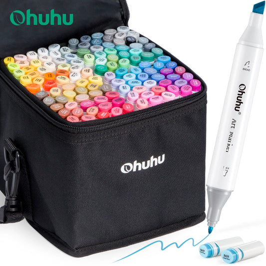 Ohuhu Oahu 120 Color Marker Pen Set Alcohol Art Markers Dual Tips Felt Pen Sketching Drawing Graffiti Manga School Art Supplies