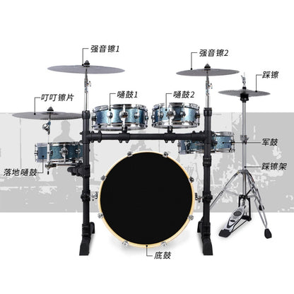 Portable Drum Set, 5 Drums and 4Cymbals, Mute, Adult, Children, Double-sided Practice Test Double-sided Practice Test Jazz Drum