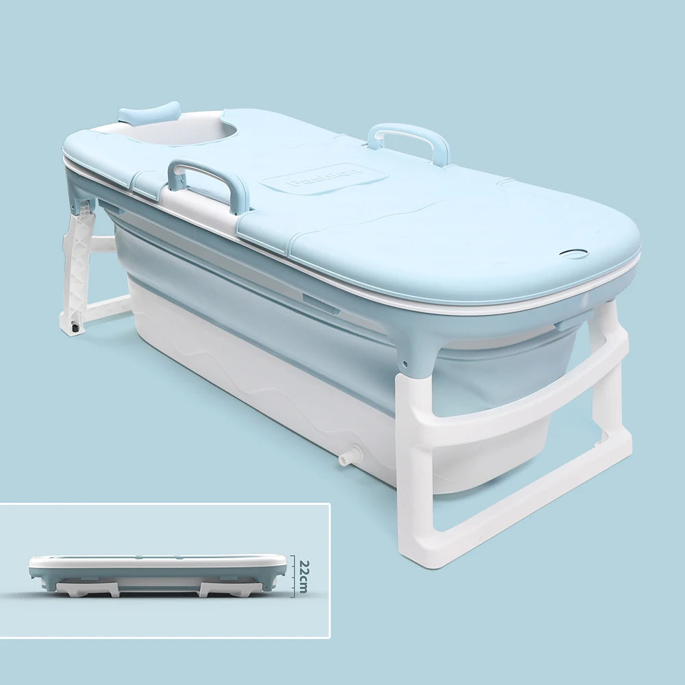 Portable Foldable Iatable BathTub Blue Bath Collapsible For Adults Large Tub Spa 138CM Home Application Massage Barrel