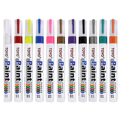 1Pcs Waterproof Cars Wheel Tire Oily Mark Pen Auto Rubber Tyre Colorful Permanent Paint Pen Graffiti Touch Up Paint Marker Pen