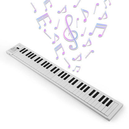 61-Key Foldable Electronic Piano Multifunctional Electronic Piano Keyboard LED Display Rechargeable Battery for Beginners