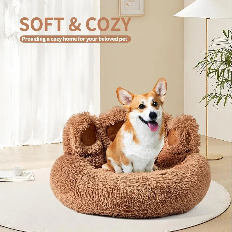 Calming Cat & Dog Bed, Anti-Anxiety Donut Pet Cozy Soft Round Cute Washable Bed for Large Sized Cat & Dog