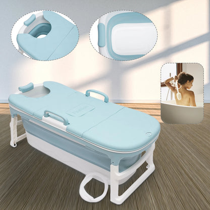 Portable Foldable Iatable BathTub Blue Bath Collapsible For Adults Large Tub Spa 138CM Home Application Massage Barrel