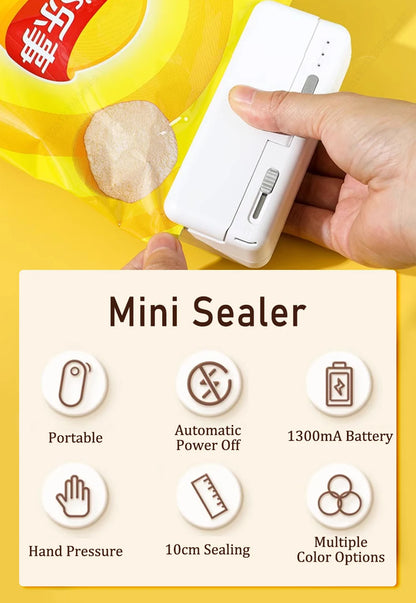 Mini Sealer 2in1 Plastic Bag Sealing Machine Portable Food Package Bags Sealer USB Rechargeable Handheld Plastic Bag Heat Sealer