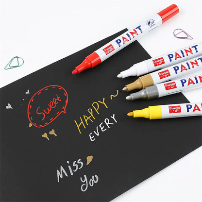 Paint Permanent Marker Pen Painting Oily Stationery Pen Waterproof Lasting White Markers Tire Tread Rubber Fabric Paint Marker