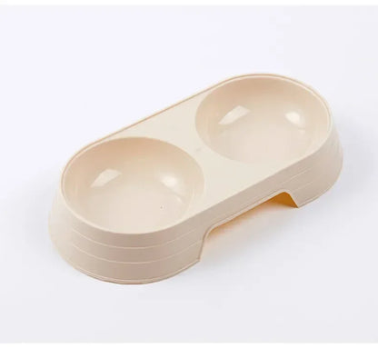 Dogs and Cats Feeding Double Bowl Macarons Plastic Feeding Bowl Double Bowl Pet B owl Drinking Water Feeding