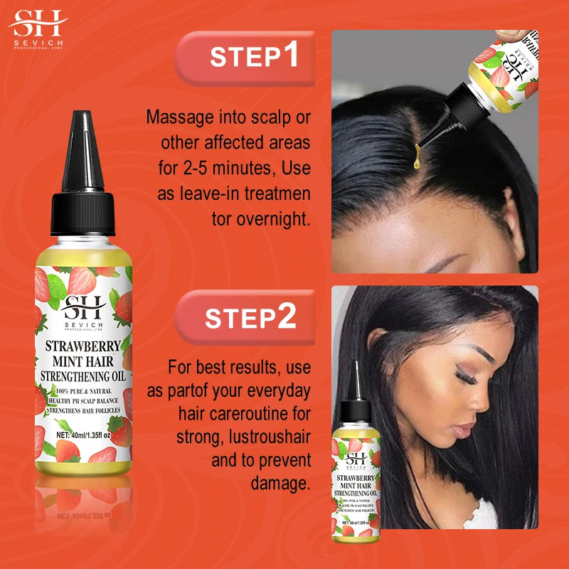 Strawberry Hair Growth Oil Hair Care Essence Repair Hairs Damaged Care Treatment Strengthening Moisturizing Oil Anti Hair loss