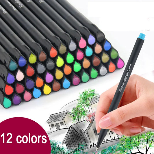 12 Colors Set Art Marker  0.38mm Liners Markers Fineliner Pens for Metallic Marker Draw Pen Color Sketch Stationery