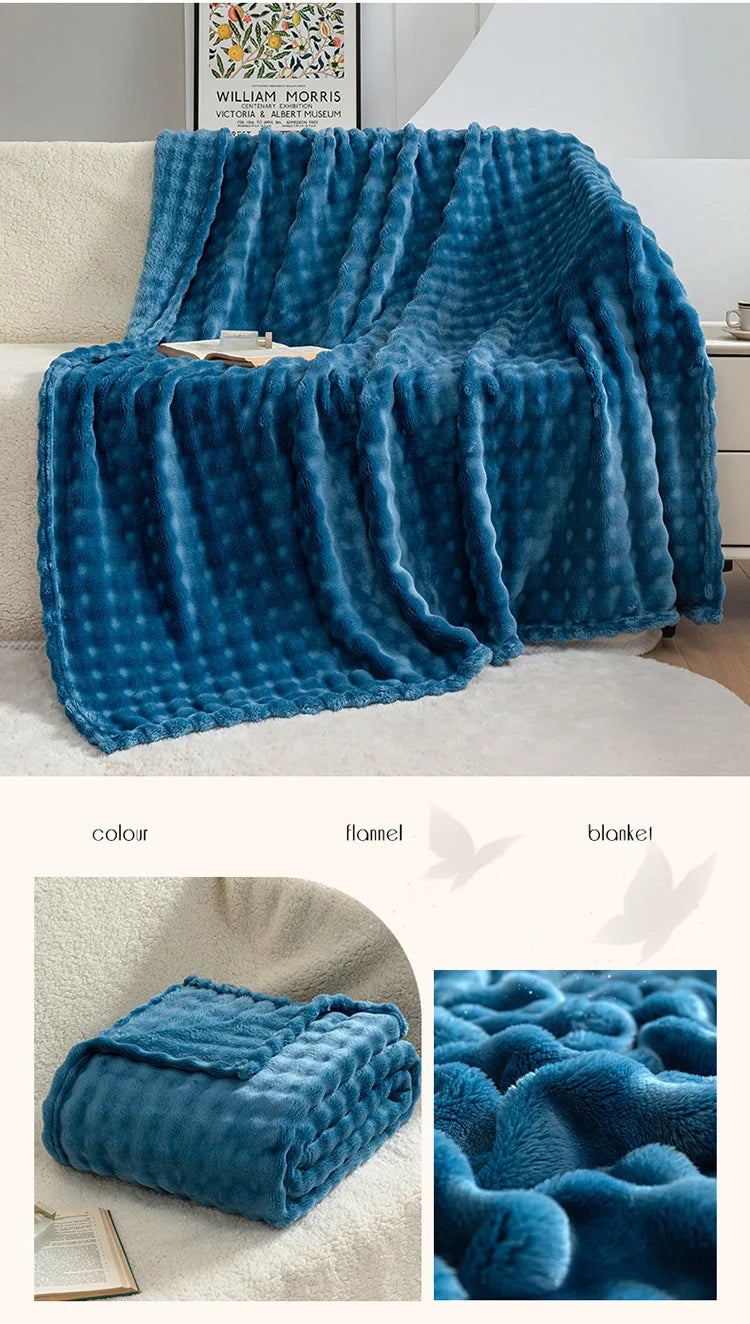 Summer High Weight Bubble Rabbit Flannel Blanket Air Conditioning Sofa Blanket Gift Casual Coral Velvet Small Blanket