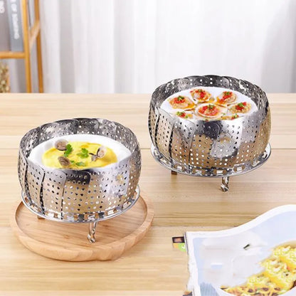 Folding Stainless Food Steamer Vegetable Fruit Food Basket Mesh Steamer Rack Cookware Utensils for Cooking Steam Dia.21/26/28cm