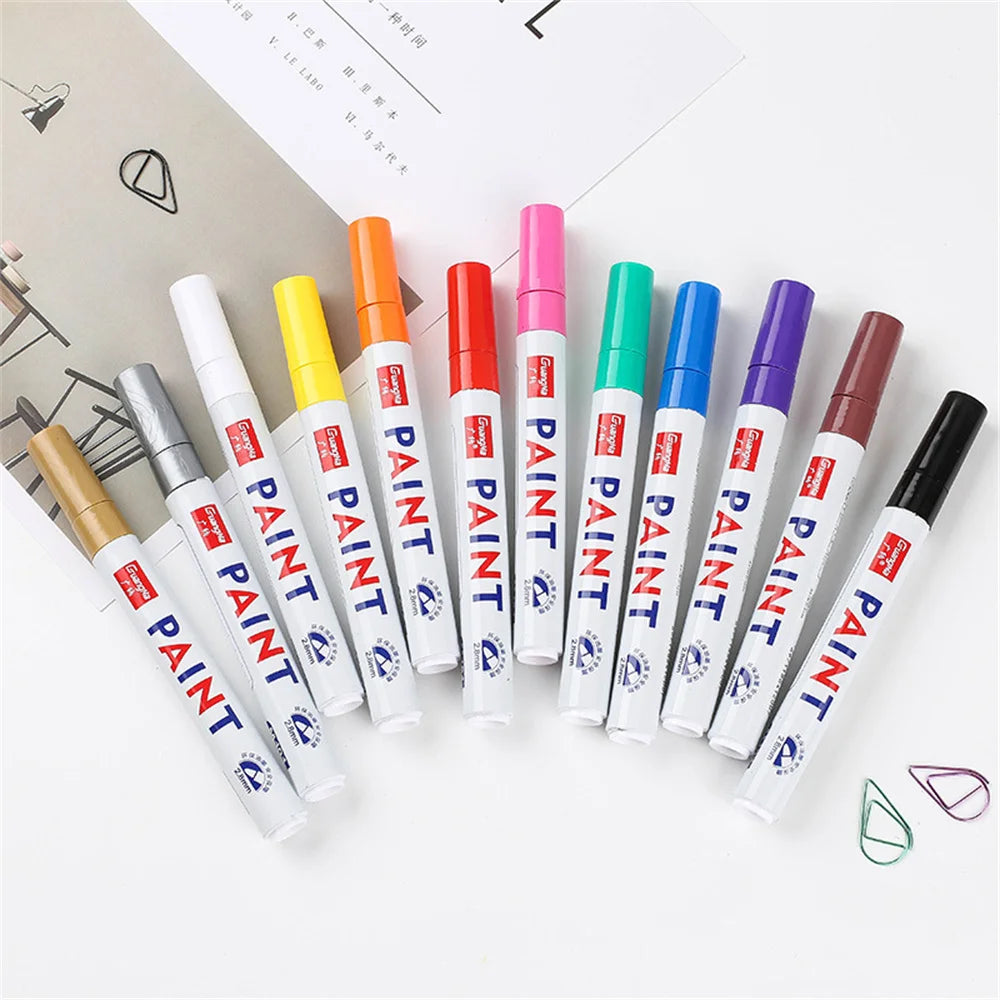 Paint Permanent Marker Pen Painting Oily Stationery Pen Waterproof Lasting White Markers Tire Tread Rubber Fabric Paint Marker