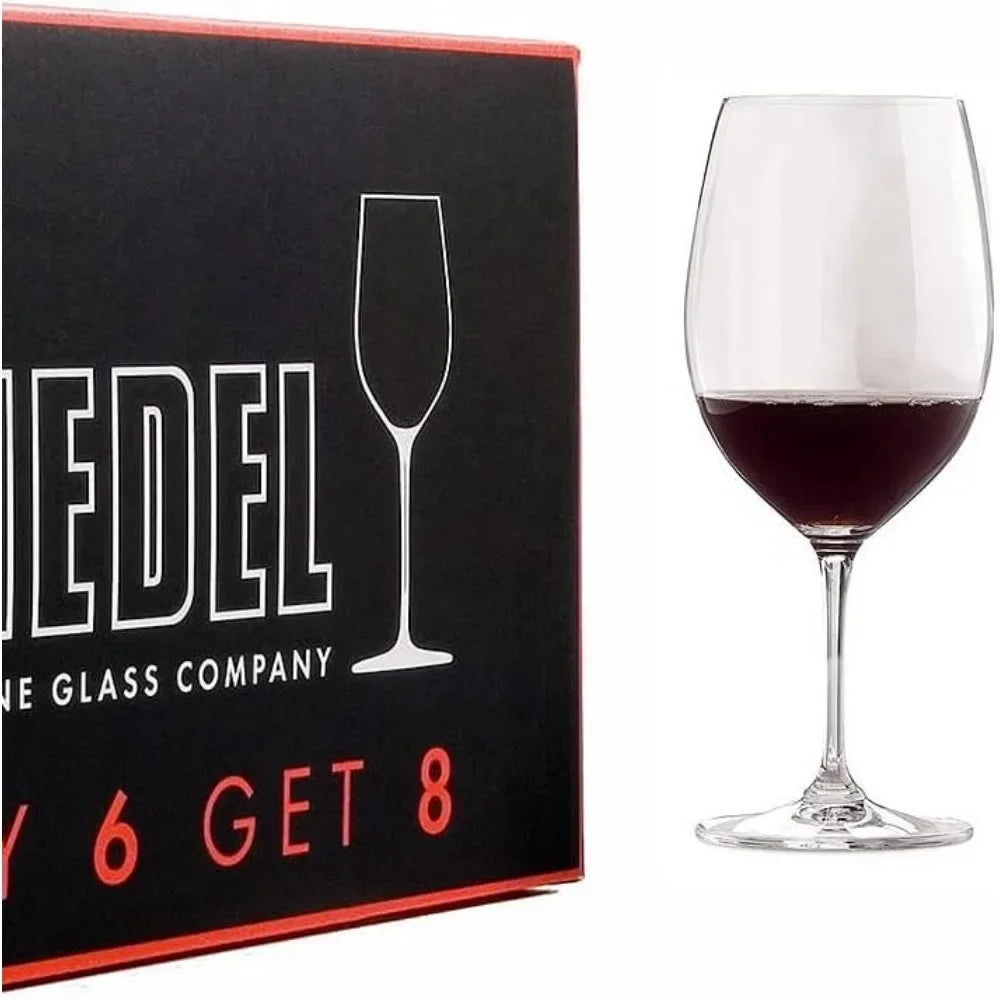 Glass Cups Set Riedel VINUM Bordeaux/Merlot/Cabernet Wine Glasses Pay for 6 Get 8 Luxury Crystal Cups 21.52 Ounce Glass Tea Cup