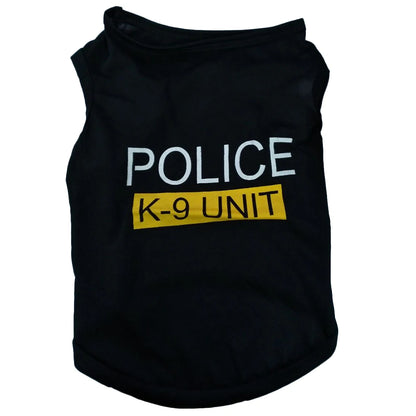 Police Suit Cosplay Dog Clothes Black Elastic Vest Puppy T-Shirt Coat Accessories Apparel Costumes  Pet Clothes for Dogs Cats