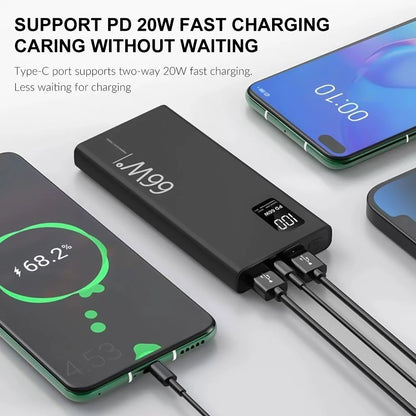 66W 20000mAh Fast Charger Power Bank Portable Battery Charger USB Two-way Quick Charging for iPhone Xiaomi Huawei Samsung