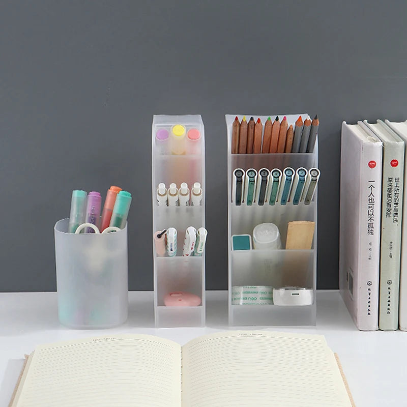 Kawaii Large Capacity Desk Pen Holder Pencil Makeup Storage Box Desktop Organizer Stand Box School Office Stationery