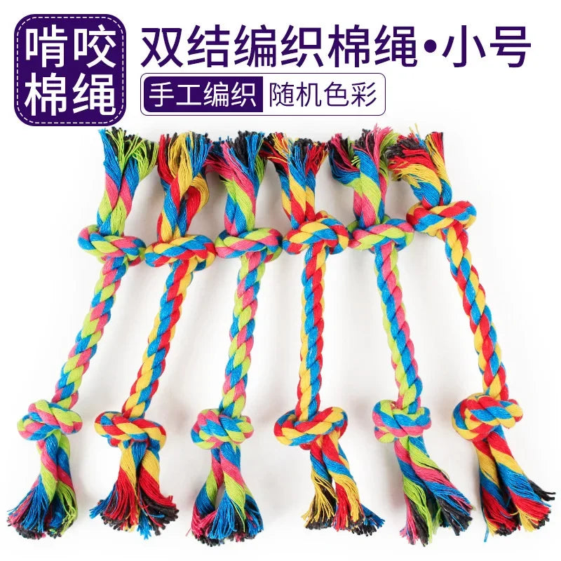 Cotton Dog Toys Puppy Chewing Toys Rope Knot Toy Durable Braided Dog Toys Dog Cleaning Teeth Braided Bone Rope Pet Products 24cm