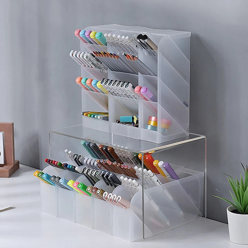 Kawaii Large Capacity Desk Pen Holder Pencil Makeup Storage Box Desktop Organizer Stand Box School Office Stationery