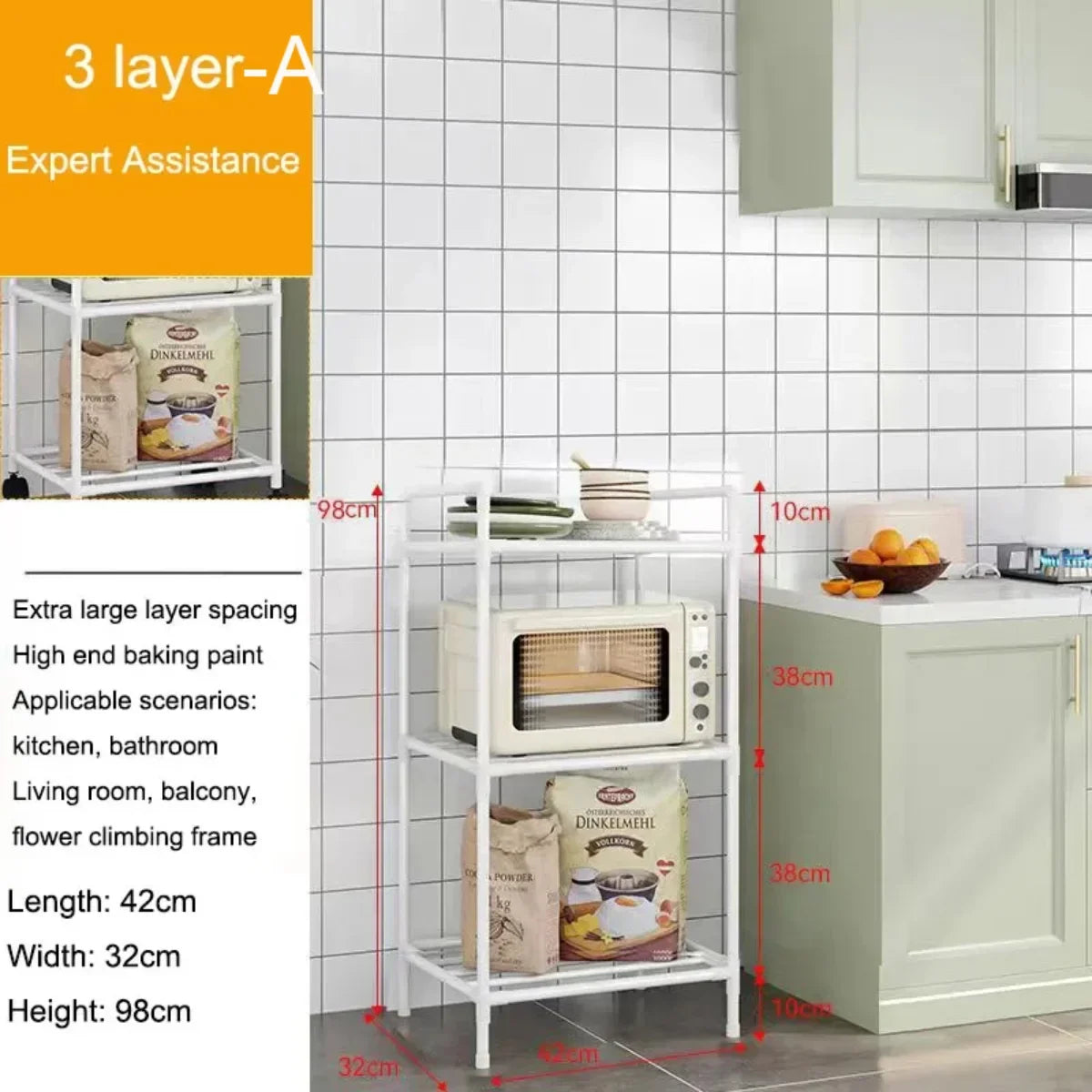 Storage Multilevel Kitchen Rack Panel Microwave Floor Rack Multilevel Kitchen Storage Rack With Pulleys For ToolHousehold Carts