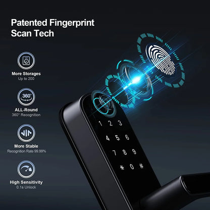 Smart Fingerprint Door Lock App Remote Control Keyless WIFI Digital Touchscreen Lock NFC IP67 Waterproof with 2 IC Cards