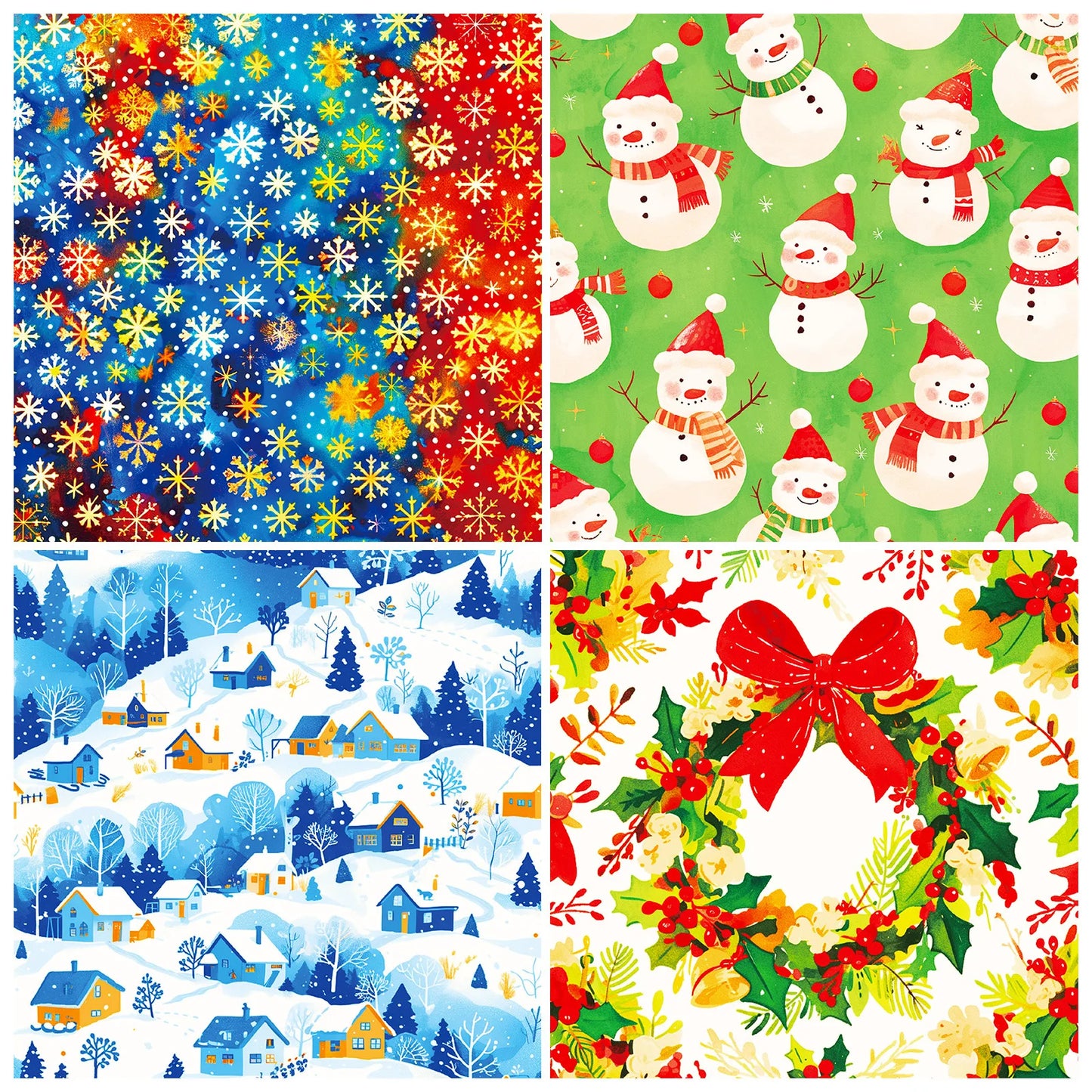 24Sheets Merry Christmas Scrapbook Paper Pad for Journaling DIY Arts,Craft Snowflake,Santa Pattern Christmas Gift Wrapping Paper