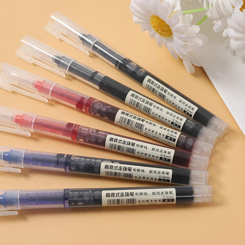 10Pcs/set High Quality Needle Type Gel Pens Straight Liquid Ballpoint Pen Kawaii Stationery School Office Supplies Writing