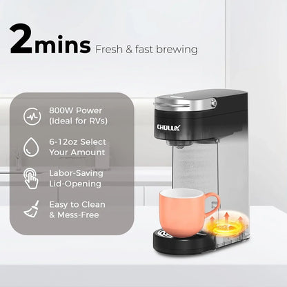 NEW Slim Single Serve Coffee Maker for K Cup Pods & Ground Coffee, One Cup Coffee Maker Fits 7.3" Travel Mugs