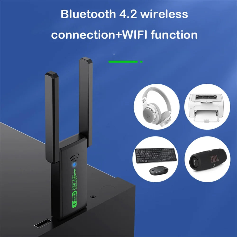 WiFi USB 3.0 Adapter 1300Mbps Bluetooth 4.2 Dual Band 2.4GHz/5GHz Wifi Usb For PC Desktop Laptop Network Card Wireless Receiver