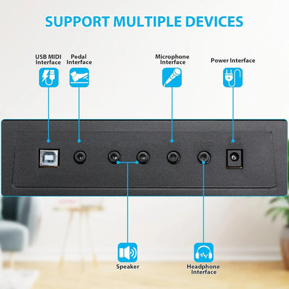 61 Key Keyboard Piano, Digital Piano Keyboard Set for Kids with Microphone, Dual Power Supply, Built-in Dual Speakers,LCD Screen