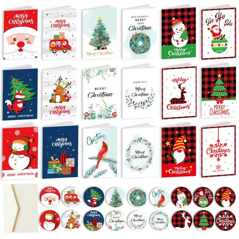 10.5x7.2cm Merry Chritmas Greeting Cards Envelope Xmas Gifts Card DIY Folding Paper Card Invitations Gifts Postcard New Year