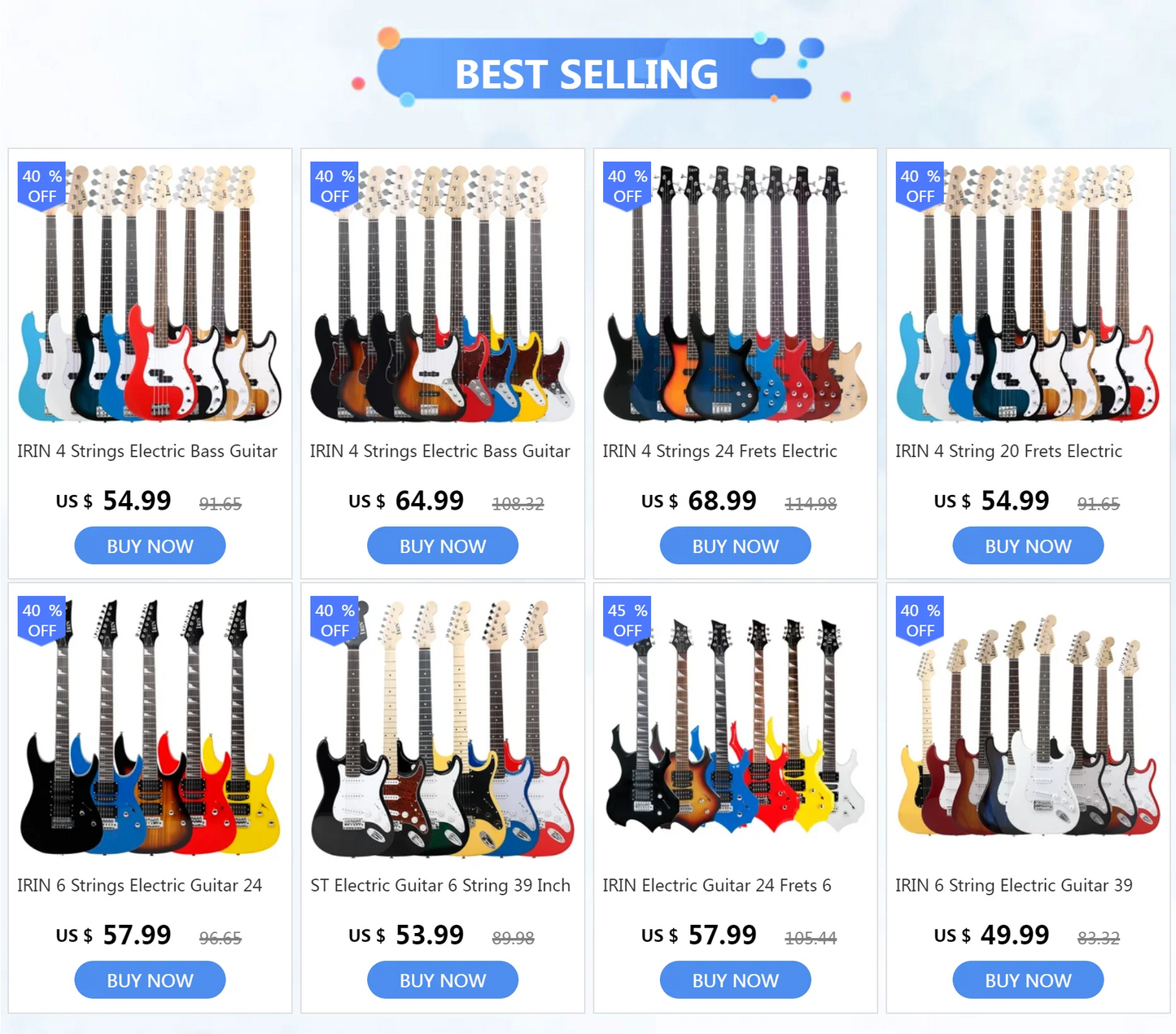 IRIN 24 Frets 6 Strings Electric Guitar Maple Body Maple Neck Electric Guitarra With Amp Necessary Guitar Parts & Accessories