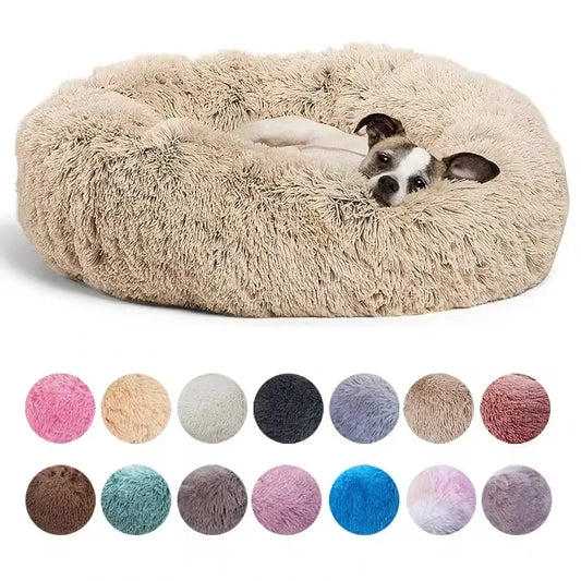 40cm Round Pet Bed for Large Dog Bed Super Soft Cat Bed Long Plush Dog House for Medium Dog House Winter Warm Sleeping